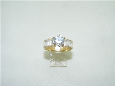14k yellow gold cubic zircon engagement ring