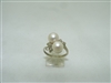 Vintage 14k White Gold Pearl and Diamond Ring