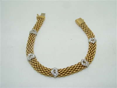 18k (750) yellow and white gold cubic zircon heart bracelet