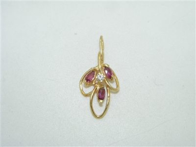 Leaf ruby and diamond pendant