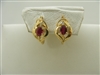 14k Yellow Gold Diamond and Natural Oval Ruby Earrings