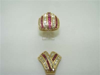 Beautiful diamond and ruby ring/pendant set