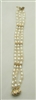 3 Row Fresh Water Pearls 14k Yellow Gold & Diamond Bracelet