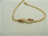 14k Yellow Gold Woman's Bracelet Diamonds and Ruby's