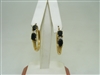 14k Yellow Gold Dark Blue Sapphire Diamond Hoop Earrings