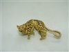BEAUTIFUL Vintage 18k yellow Gold Leopard Diamond and emerald pin/pendant