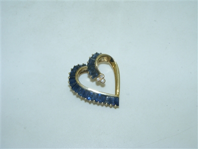 Gorgeous Blue Sapphire Diamond Heart Pendant