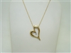 Yellow gold heart shape pendant with diamond and chain