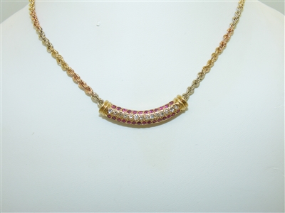 14k Yellow Gold Ruby and Diamond Necklace