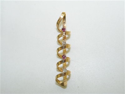 14k Yellow Gold Ruby & Diamond Pendant