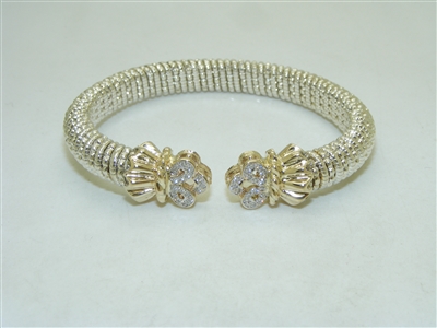 14k Yellow Gold and Sterling silver Diamond Bangle