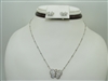 14k white gold butterfly diamond earring and necklace set