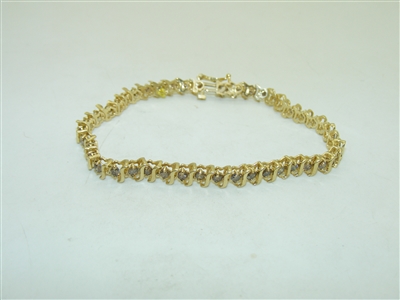 14k Yellow gold Diamond Tennis Bracelet