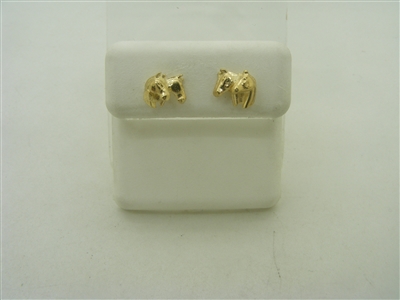 14k yellow gold horse earrings