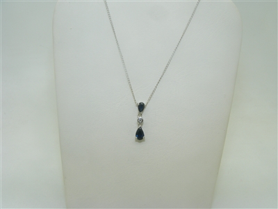 14k white gold natural blue sapphire necklace