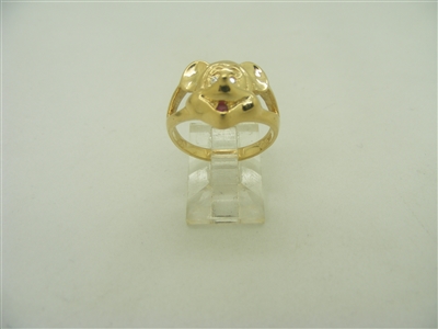 18k yellow gold Mickey Mouse ring with diamond and ruby