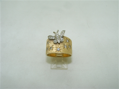 Two tone vintage butterfly ring