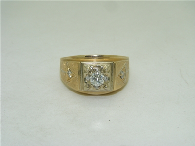 14k Yellow Gold Mens diamond ring
