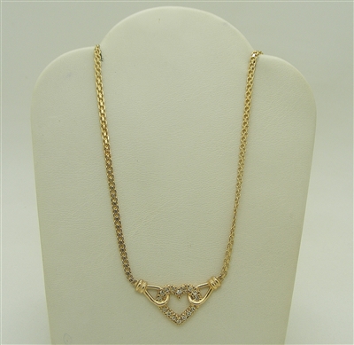 14K Yellow Gold Heart Diamond Pendant Necklace