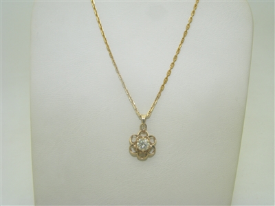 Cute Diamond Flower pendant with chain