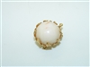 14k Yellow Gold Cream Coral Round Capuchon Pearl Clasp