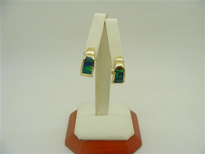 14K Yellow Gold Hinged Australian Opal Earrings