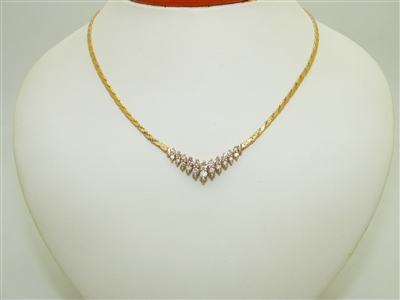 14k Yellow Gold Diamond Marquise Necklaces