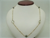 14k yellow gold black pearls and green amethyst necklace