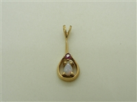 14K Yellow Gold Natural Ruby Opal Shape Pendant