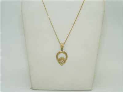 14k yellow gold Claddagh necklace