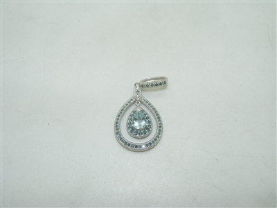 14k white gold blue diamond and Aquamarine pendant
