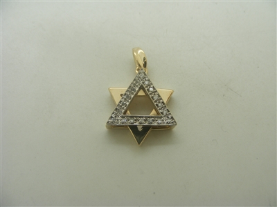 2 tones 14k yellow and white gold and diamond Star of David