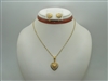 18k yellow gold diamond heart and necklace set