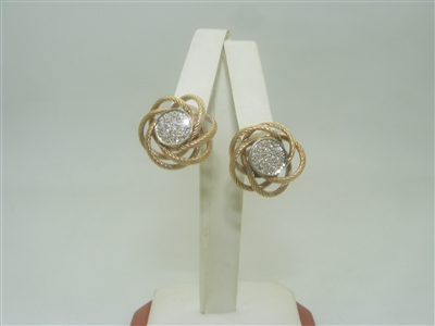 14k yellow gold knot diamond earrings
