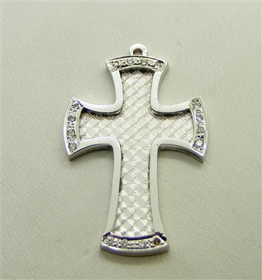 14k White Diamond Celtic Cross Pendant