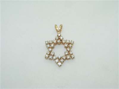 14k yellow gold Star of David with diamonds pendant