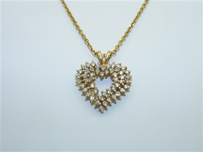 14k yellow gold diamond heart pendant