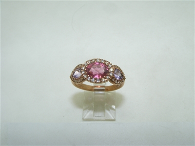 18k rose gold Amethyst Tourmaline & Diamond ring