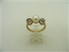14k yellow gold diamond bow white culture pearl ring