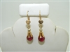 18k yellow gold semi precious hanging ruby earrings