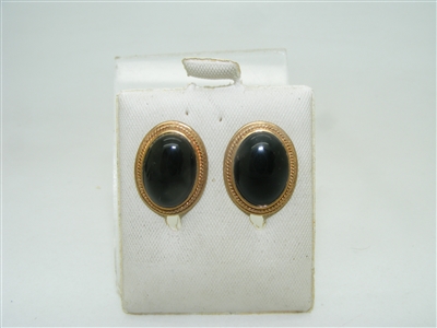 14k yellow gold black onyx earrings
