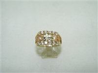 14k multi gold cubic zircon lucky charm ring