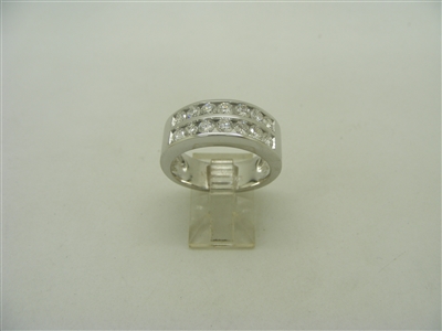 14k white gold 2 row diamond ring