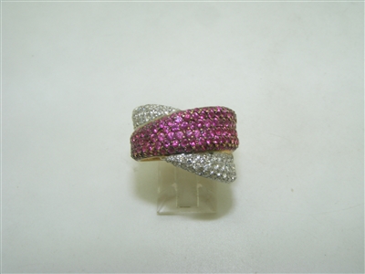 Two Tone diamond and Burmese ruby ring