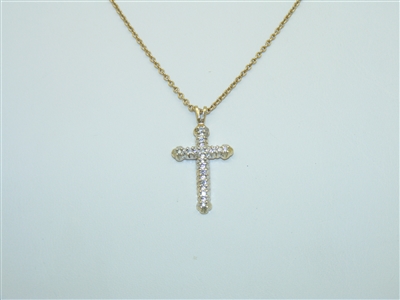 14k Yellow Gold Cross pendant and Necklace