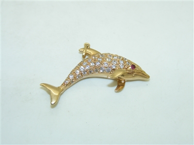 14k Yellow Gold Dolphin Pendant