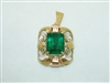14k Yellow Gold Vintage Natural Green Quartz Pendant