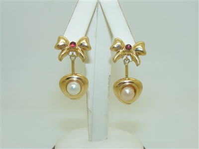 14k Yellow Gold Pearl Earrings