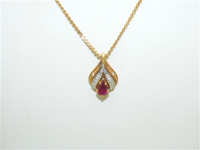 14k Yellow Gold Ruby and Diamond necklace