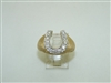 14k Yellow Gold Diamond Horse Shoe Ring